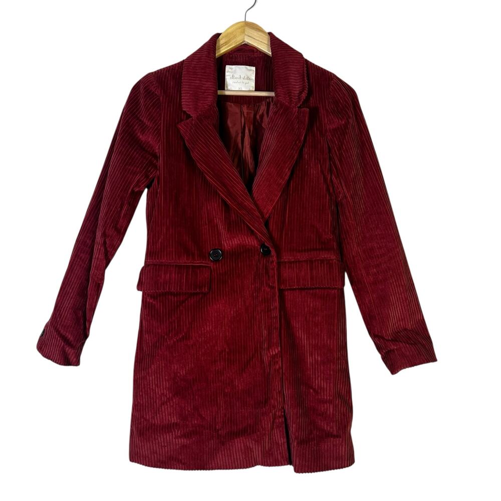 Altar'd State Corduroy Double Breasted Blazer Womens XS Red 100% Cotton Holiday - Picture 2 of 6